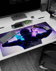 Sword Art Online desk pad 40x20 inches featuring Kirito's dual-wielding moment with vivid blue and violet swords.