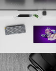 Pink and violet dreamy anime mouse pad 14x10 inches, neon outlines and soft tones for a flirty vibe.