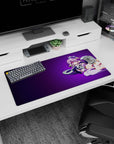 32x16 inches mouse pad showing a flirty pink-haired angel girl with halo and tiny wings lounging.