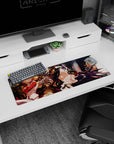 Mouse pad featuring Ainz Ooal Gown, Albedo, Shalltear, and Aura from Overlord, size 32x12 inches, in vivid colors.