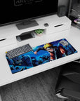 32x12 inches Naruto Shippuden mouse pad showing Naruto Uzumaki lunging midair over rooftops.