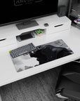 28x12 inches Kakashi Hatake mouse pad, Sharingan eye glow in grayscale with dramatic red slash and armor folds.