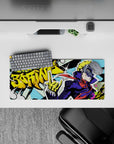 Anime mouse pad featuring Ryuji's dynamic design with "Freakin’ Boring!" graffiti, size 28x12 inches, vibrant colors.