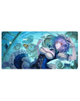 Anime girl mouse pad 32x16 inches with Sakuya and floating cards, clocks, and pocket watch details.