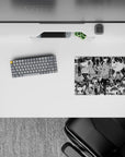 Black-and-white manga style anime girl mouse pad 14x10 inches with awkward, shy, deadpan vibe.