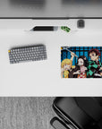 14x10 inches mouse pad with Tanjiro, Nezuko, Zenitsu, and Inosuke, capturing their iconic energy and vibrant colors from Demon Slayer.