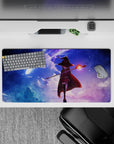 Megumin anime mouse pad, 32x16 inches, with a dramatic sky explosion and glowing staff, adding epic flair to your desk.
