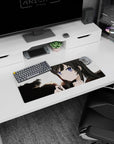 28x12 inches anime girl mouse pad featuring a purple-eyed girl at sunset with dark trees in silhouette.