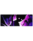 32x12 inches anime mouse pad with shadowed figure, glowing eyes, black branches, and violet storm backdrop.