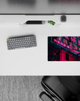 Small-sized 14x10 mousepad with urban theme adds bold, glowing energy to any desk or workspace