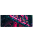 Compact Neon Nightlife Mousepad 32x12 with cyberpunk theme for stylish and sleek desk decor
