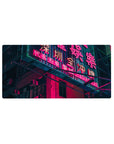 Neon Nightlife Mousepad 32x16 featuring radiant signs for gaming or workspace energy with urban edge
