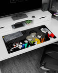 Steins;Gate 32x16 inches anime mouse pad featuring Okabe in red-black with Kurisu and Mayuri centered.