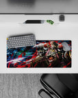 Anime mouse pad featuring Ainz Ooal Gown from Overlord, size 28x12 inches, with dark fantasy and storm dragons.