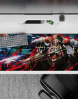 Anime mouse pad 36x16 inches featuring Ainz Ooal Gown from Overlord with dark fantasy elements and storm dragons.