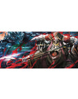 Anime mouse pad 36x16 inches featuring Ainz Ooal Gown from Overlord, with vivid blues and reds, dragons swirling.