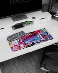 Shiro and Sora scene anime mouse pad 28x12 inches with tech armor details and glowing rings.