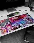 40x20 inches No Game No Life desk pad featuring Shiro and Sora with glowing rings and tech armor accents.