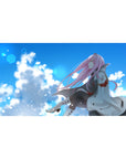Zero Two mouse pad 40x20 featuring serene sky and floating petals for tranquil Darling in the Franxx style