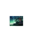 Classic anime girl mouse pad 14x10 inches with meteor night sky, trees, towers, and distant ride track.