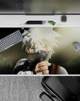 40x20 inches anime mouse pad in moody smoky greens with soft sun flare, crisp whites, and gritty shadows.