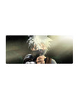 28x12 inches anime mouse pad with Kakashi-style ninja artwork, sun flare duel scene for desk setup.