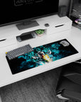 Artistic 32x12 inches mouse pad featuring Super Saiyan Blue Gogeta, perfect for fans who want fusion energy in a sleek and compact design.