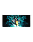 Mouse pad featuring Super Saiyan Blue Gogeta, 28x12 inches, with stunning blue and black tones, perfect for adding dynamic energy to any desk.