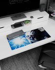 28x12 inches Naruto mouse pad featuring Kakashi Hatake dashing forward, Sharingan stare and crackling Chidori.