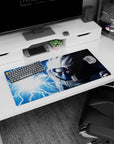32x16 inches Naruto mouse pad showing Kakashi Hatake charging Chidori, Sharingan glare, silver hair.