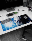 36x16 inches Naruto desk mat showing Kakashi dashing with Sharingan glare and crackling Chidori.