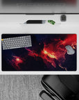 Smoky navy and ember red cosmic mouse pad 32x16 inches, calm magical vibe for long sessions.