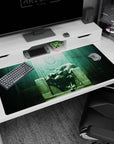 40x20 inches anime girl mouse pad showing sleepy girl curled on a stone throne, floating specks and shadows.