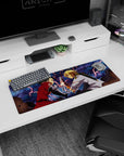 32x12 inches Fullmetal Alchemist mouse pad, Edward Elric automail arm meets blond swordsman blade.