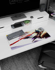28x12 inches Ryuko Matoi anime mouse pad, jet-black hair whipping as she lunges forward with a blazing blade.
