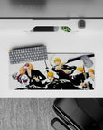 Powerful evolution 28x12 mouse pad showcasing Ichigo’s transformation from human to Hollow, Soul Reaper to ultimate warrior for a Bleach-inspired workspace