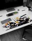 Epic journey 36x16 anime desk mat with Ichigo’s transformation at every stage, blending his human, Hollow, Soul Reaper, and ultimate warrior forms