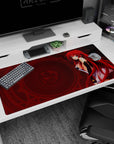 Desk pad featuring Rias Gremory from High School DxD, 40x20 inches, showcasing her devil form with red hair and wings.
