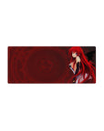Anime mouse pad 28x12 inches featuring Rias Gremory in devil form from High School DxD, with red hair and dark backdrop.
