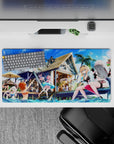 Dynamic 32x16 mouse pad combines cool drinks, dolphins, and umbrellas with sleek design for impactful visuals