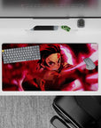 32x16 inches mouse pad showcasing Tanjiro Kamado from Demon Slayer, combining intense energy and anime flair for your workspace.
