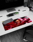 32x12 inches anime mouse pad with Tanjiro Kamado from Demon Slayer, blending fierce energy with functional desk style.