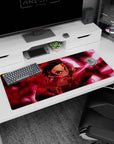Demon Slayer desk pad with Tanjiro Kamado, 36x16 inches, offering a striking design that adds power and style to your desk.