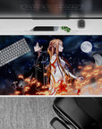 Anime desk pad featuring Kirito and Asuna from Sword Art Online, 40x20 inches, with a night sky and glowing stars.