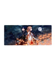 Anime mouse pad 28x12 inches featuring Kirito and Asuna from Sword Art Online, with a night sky and glowing stars.
