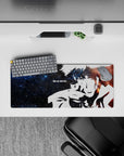 28x12 inches mouse pad showcasing Spike Spiegel’s farewell, cosmic nebula swirls and black-and-white silhouette for a breathtaking design.