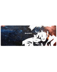 Compact 32x12 inches mouse pad featuring Spike Spiegel’s farewell, blending black-and-white silhouette and nebula swirls for cosmic beauty.