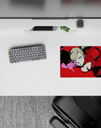 Ann Takamaki anime mouse pad 14x10 inches featuring her in a red suit and pink gloves with a bold red background.