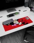 Ann Takamaki from Persona 5 on 32x12 inch mouse pad, featuring her iconic red suit and confident pose with bold red background.