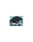 Classic anime mouse pad 14x10 inches with sea titan rising over warships and jets in stormy waves.